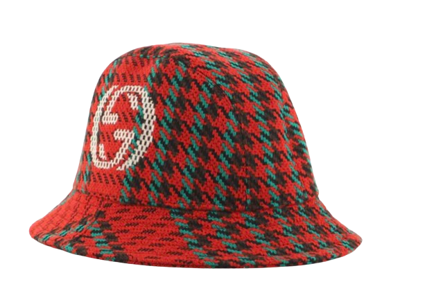 Gucci Red Tweed Fedora Hat