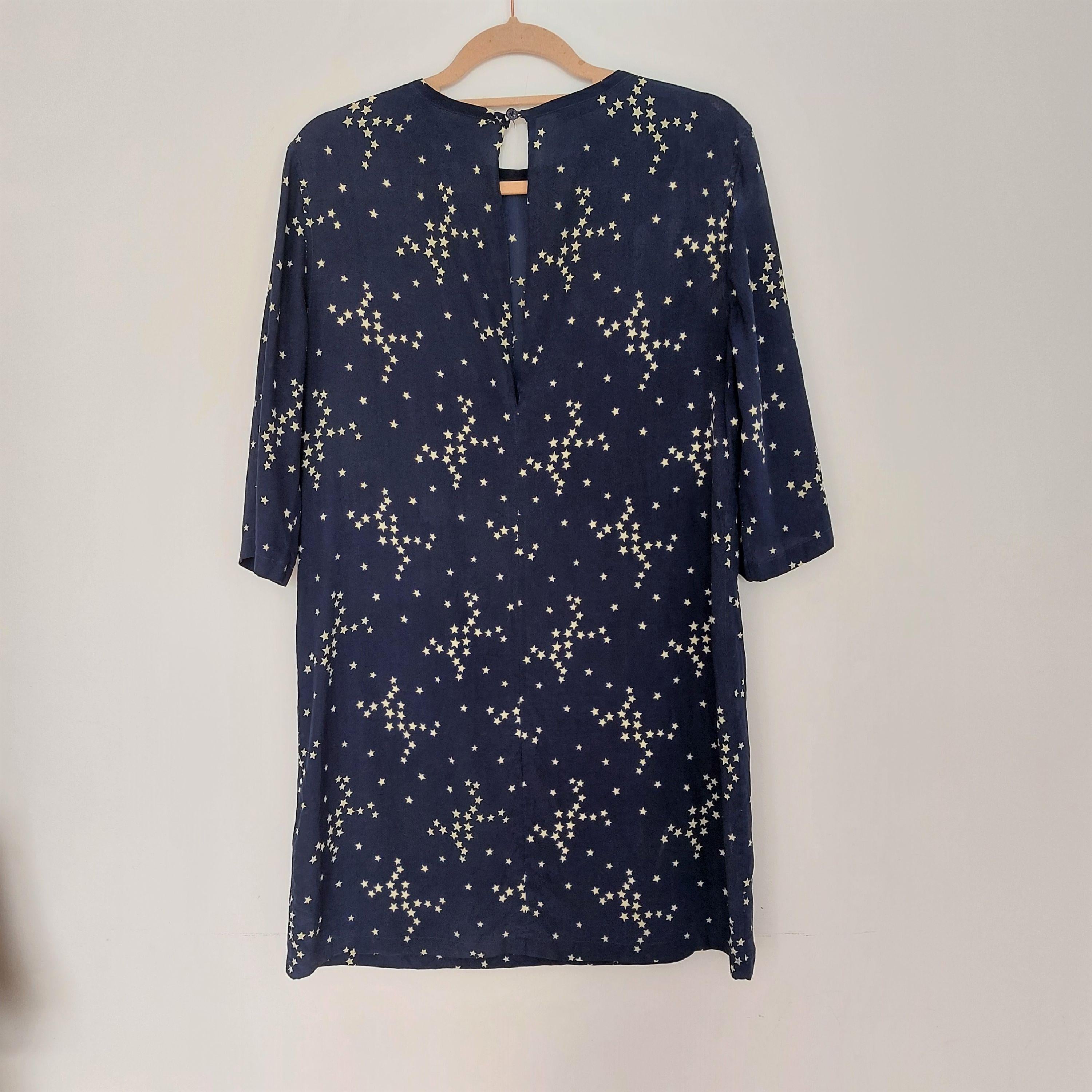 Star Print Aubrey Silk Shift Dress