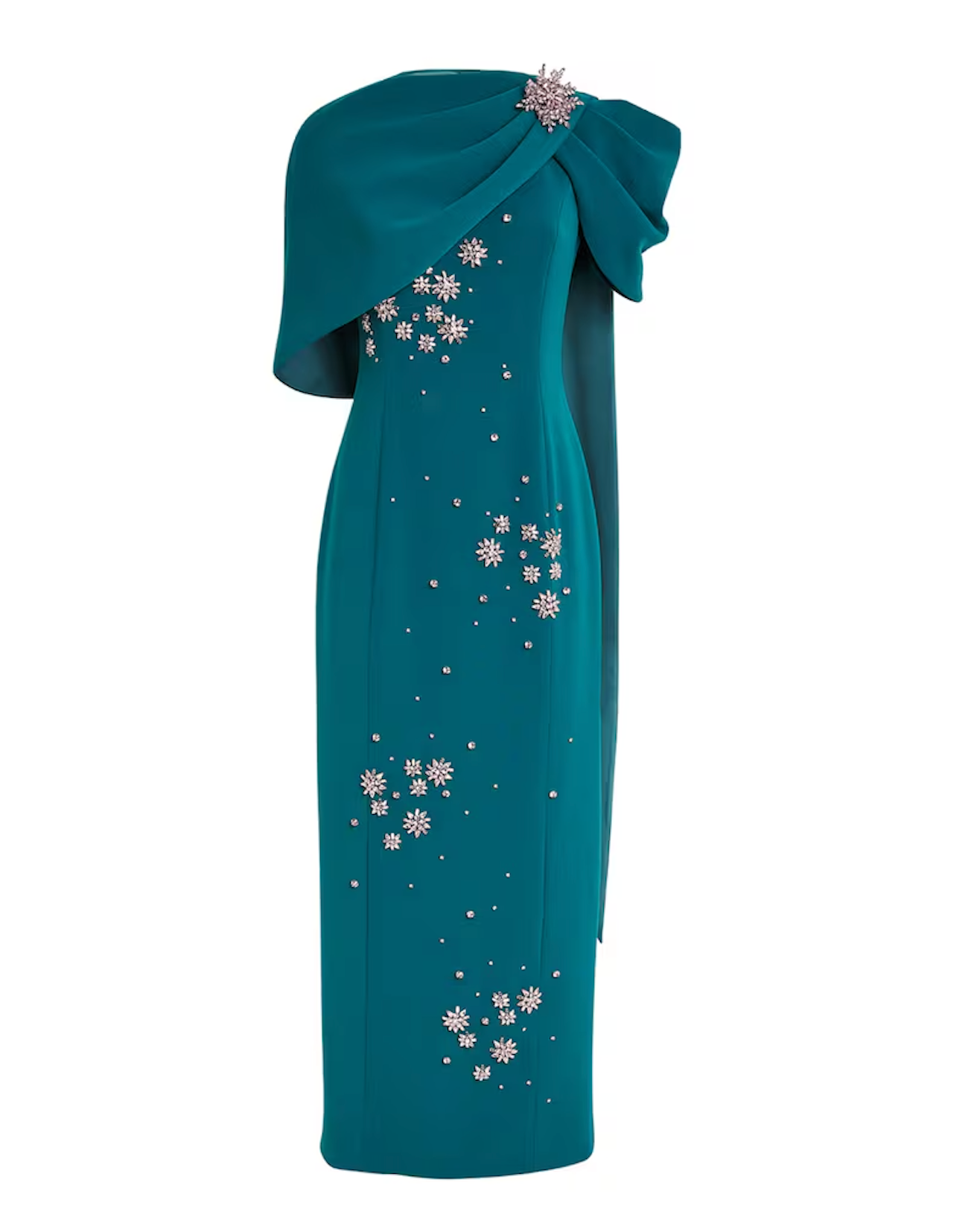 Huishan Zhang Embellished Isolde Fitted Cape Gown