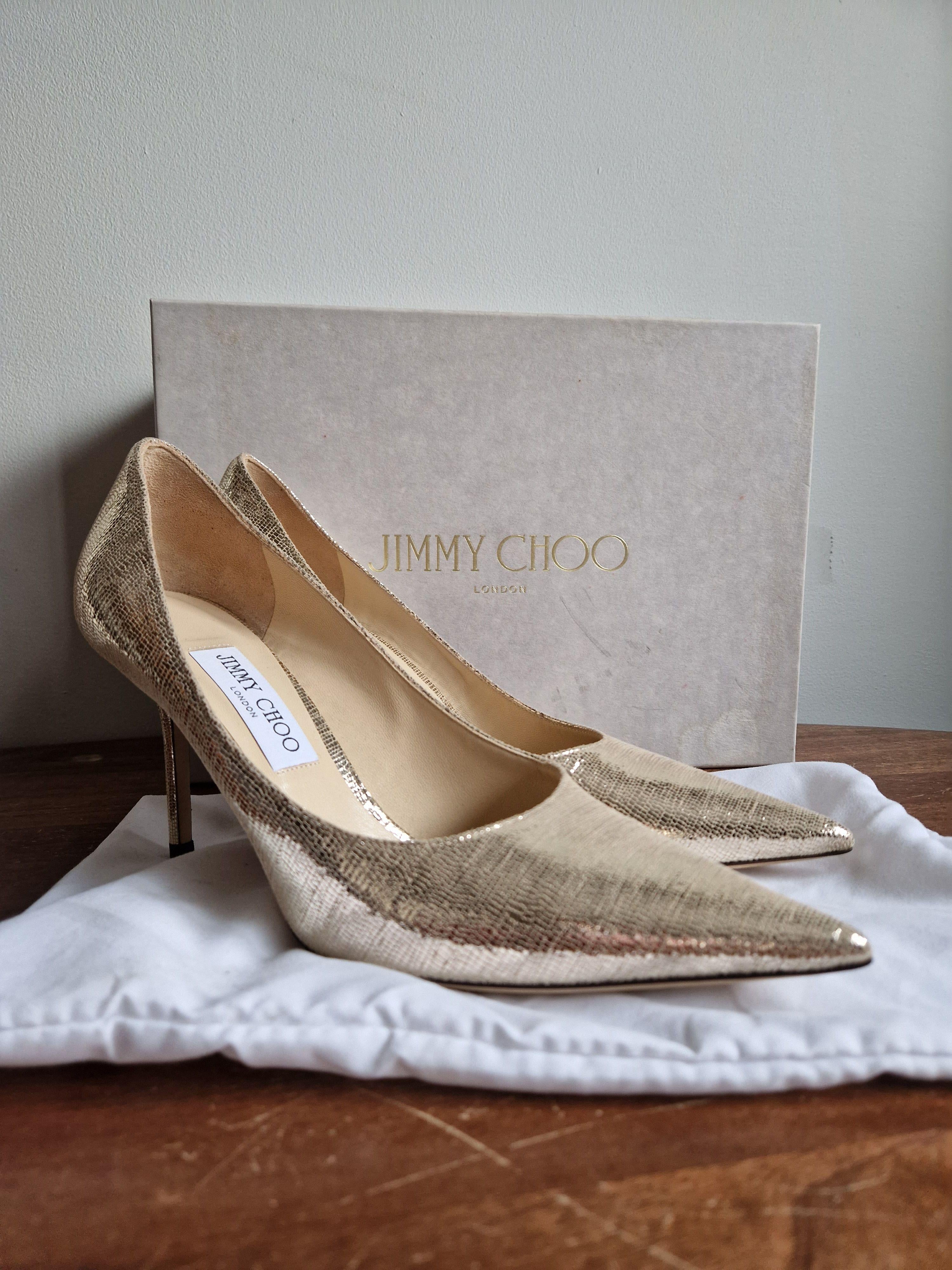 Gold Leather Pumps 85