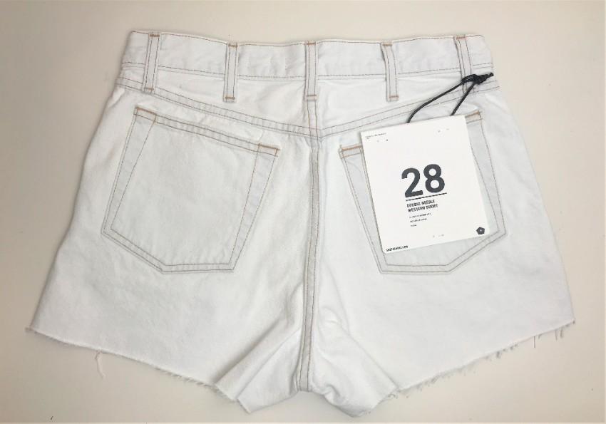Re/Done light wash double needle western shorts