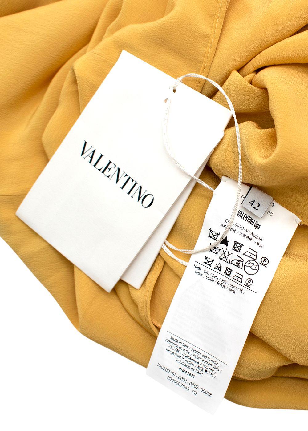 Valentino Yellow Ruched Shoulder Silk Dress