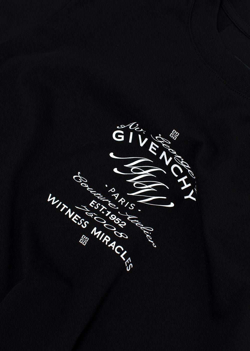 black t-shirt with white front logo