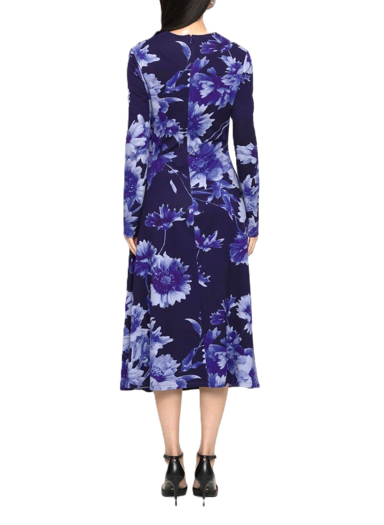 Erdem Printed Blue Jersey Midi Dress