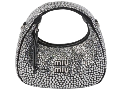 Miu Miu Crystal Embellished Raso Starlight Mini Hobo Bag