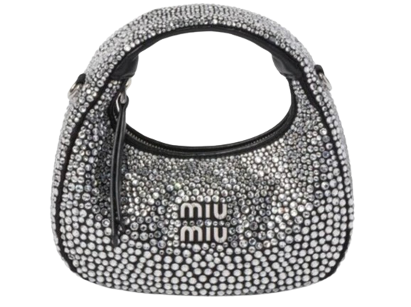 Miu Miu Crystal Embellished Raso Starlight Mini Hobo Bag