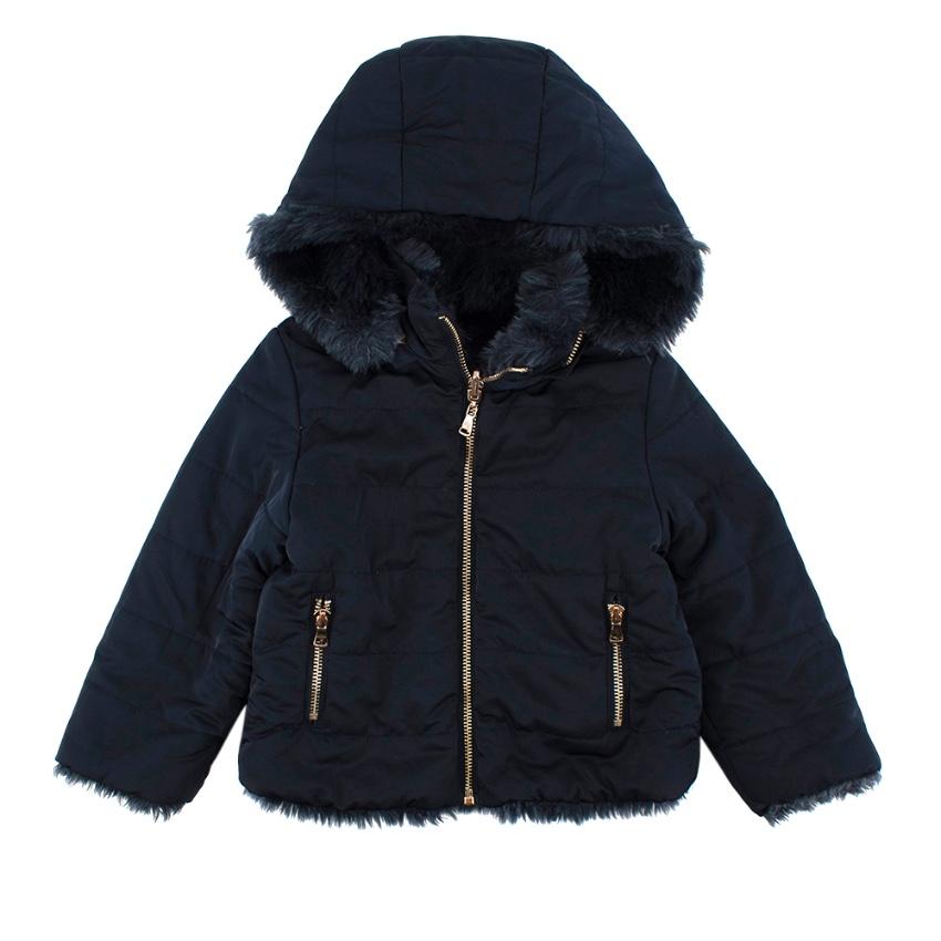 Tartine Et Chocolat Navy Padded Jacket with Faux Fur lining