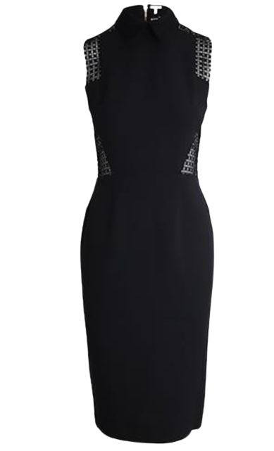Victoria Beckham Black Lace Insert Midi Dress