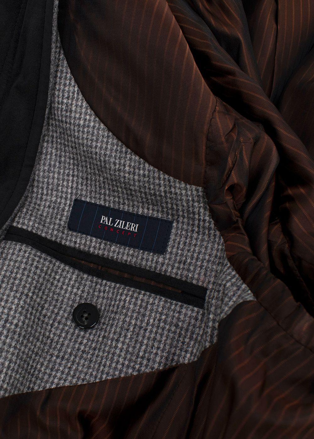 Pal Zileri Grey Houndstooth Single Breasted Wool Scooter Jacket
