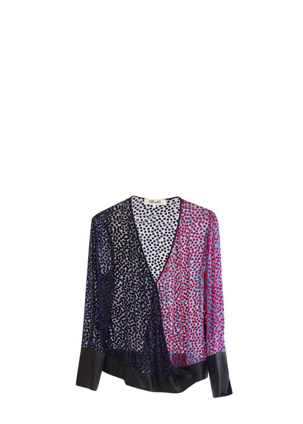 Multicolour Polka Dot Devore Velvet Blouse