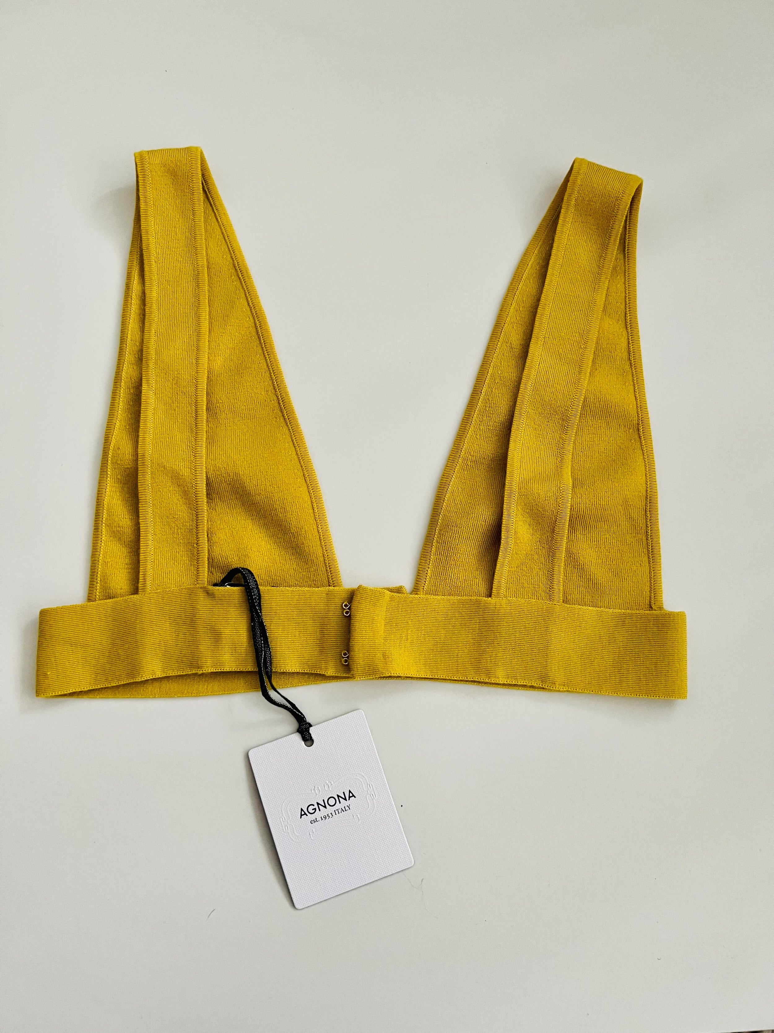 Yellow Cashmere Knit Triangle Bralette