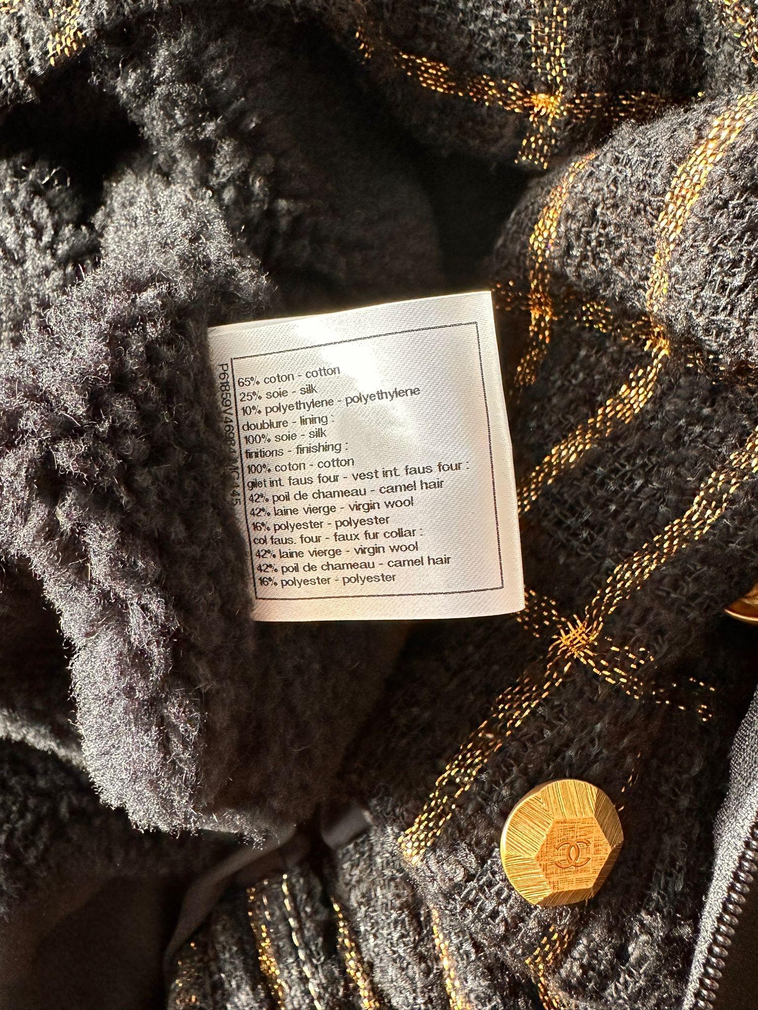 Black And Gold Wool Bomber Jakcet