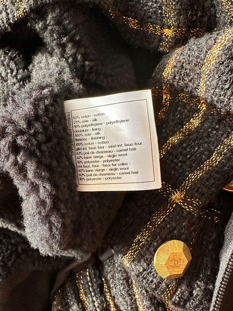 Black And Gold Wool Bomber Jakcet