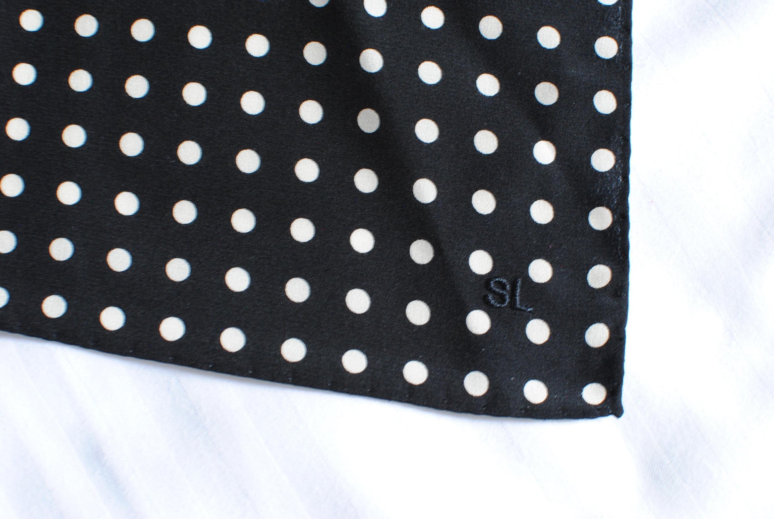 Saint Laurent Polka Dot Silk Square 32x32cms