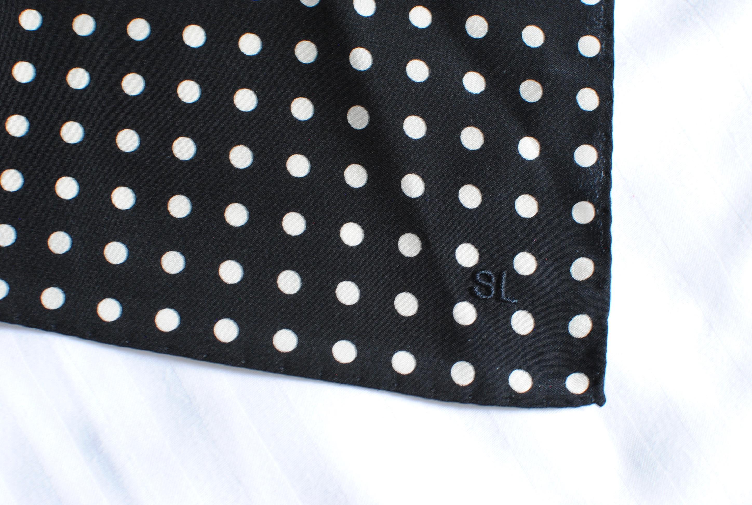 Saint Laurent Polka Dot Silk Square 32x32cms