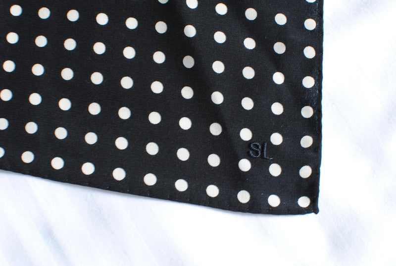 Saint Laurent Polka Dot Silk Square 32x32cms