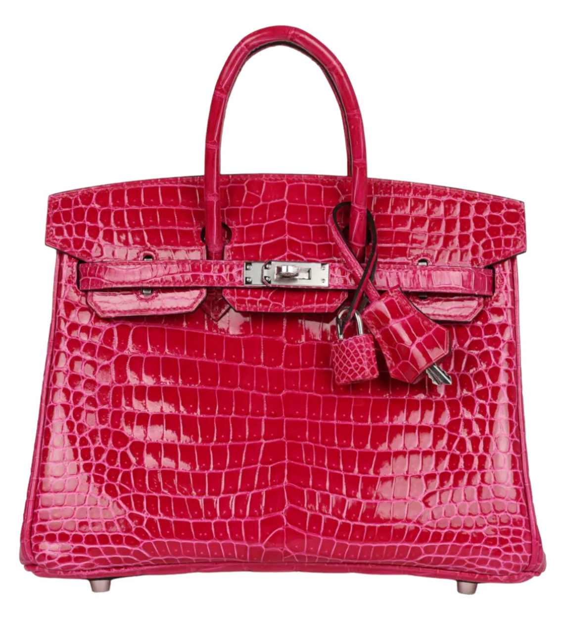 Hermes Birkin 25 Crocodile Porosus Lisse Rose Mexico Palladium Hardware
