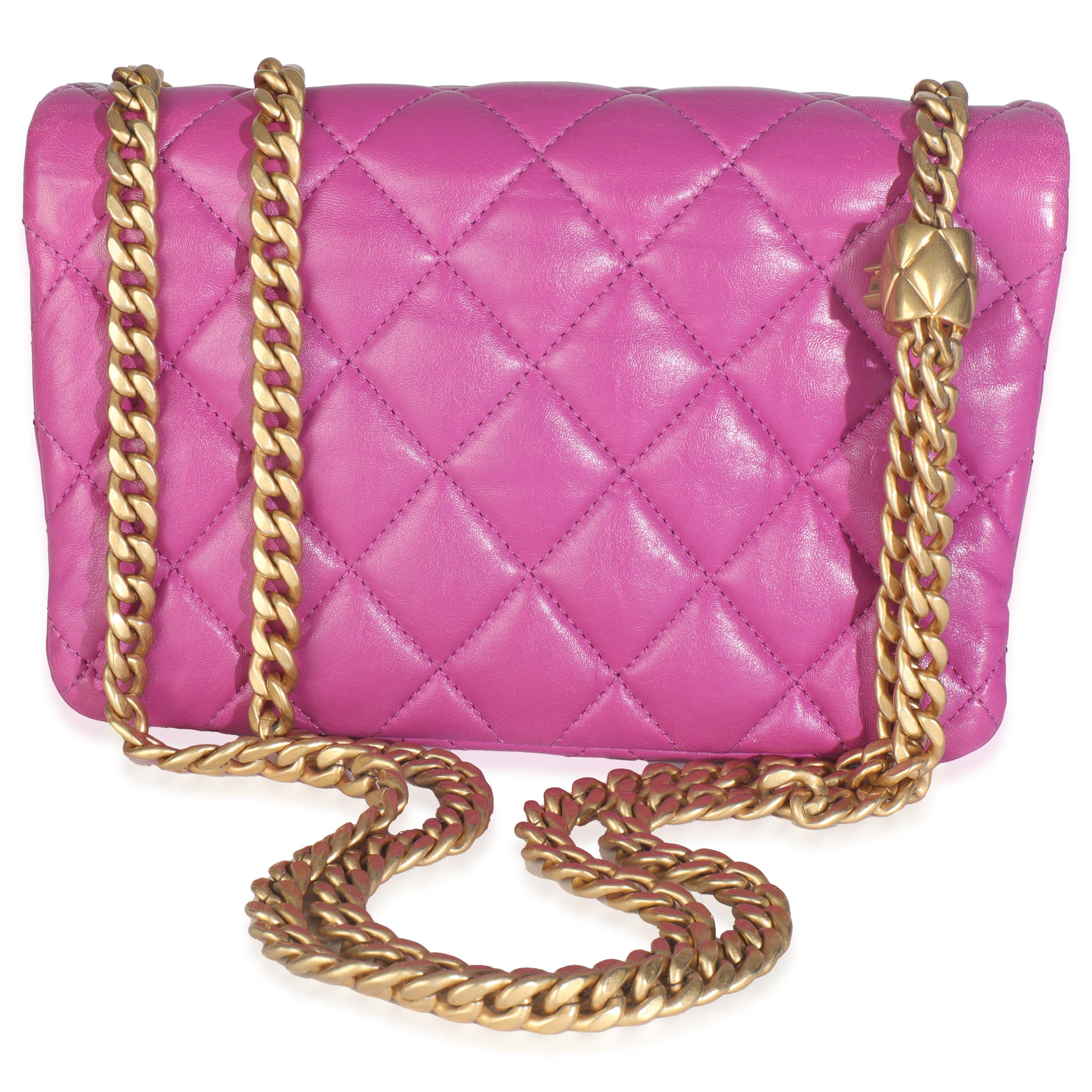 Chanel Shiny Aged Quilted Calfskin Small Pillow Crush Flap Bag