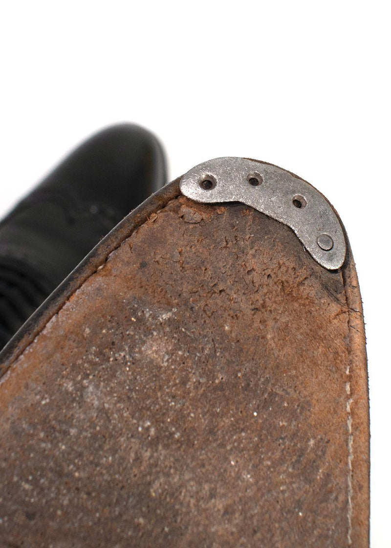 J.M. Weston Black Perforated Leather Dress Shoes