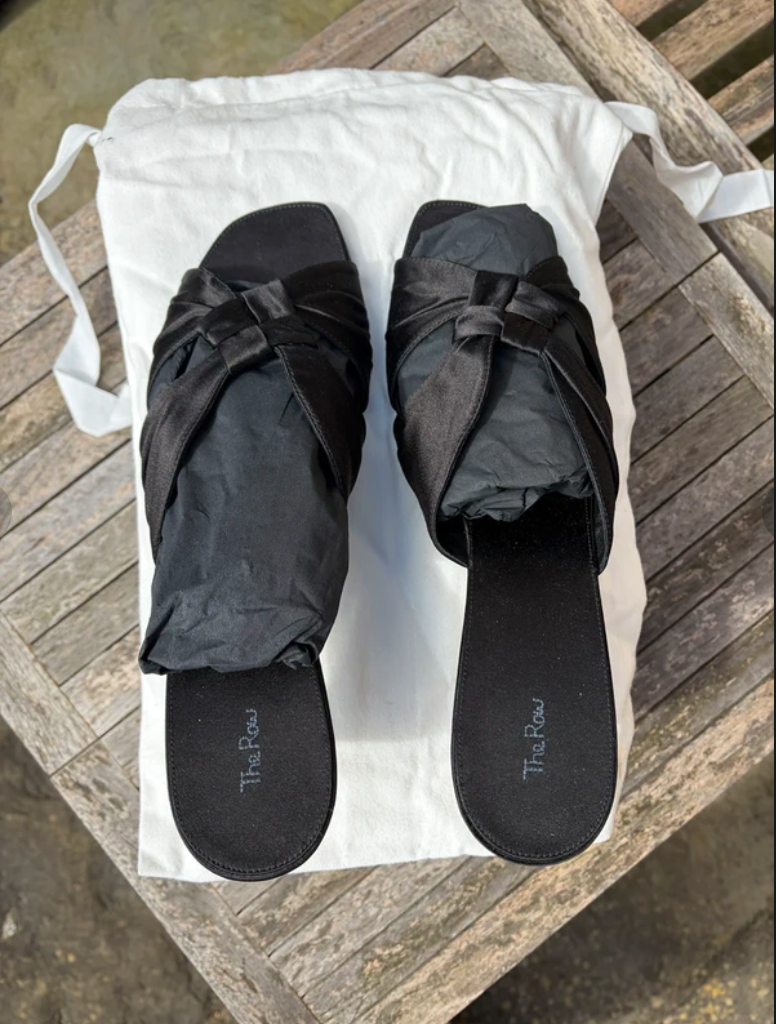 The Row Black Silk Mules