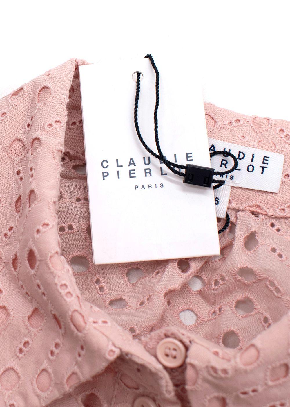 Claudie Pierlot Pink Broidere Anglaise Button Through Shirt