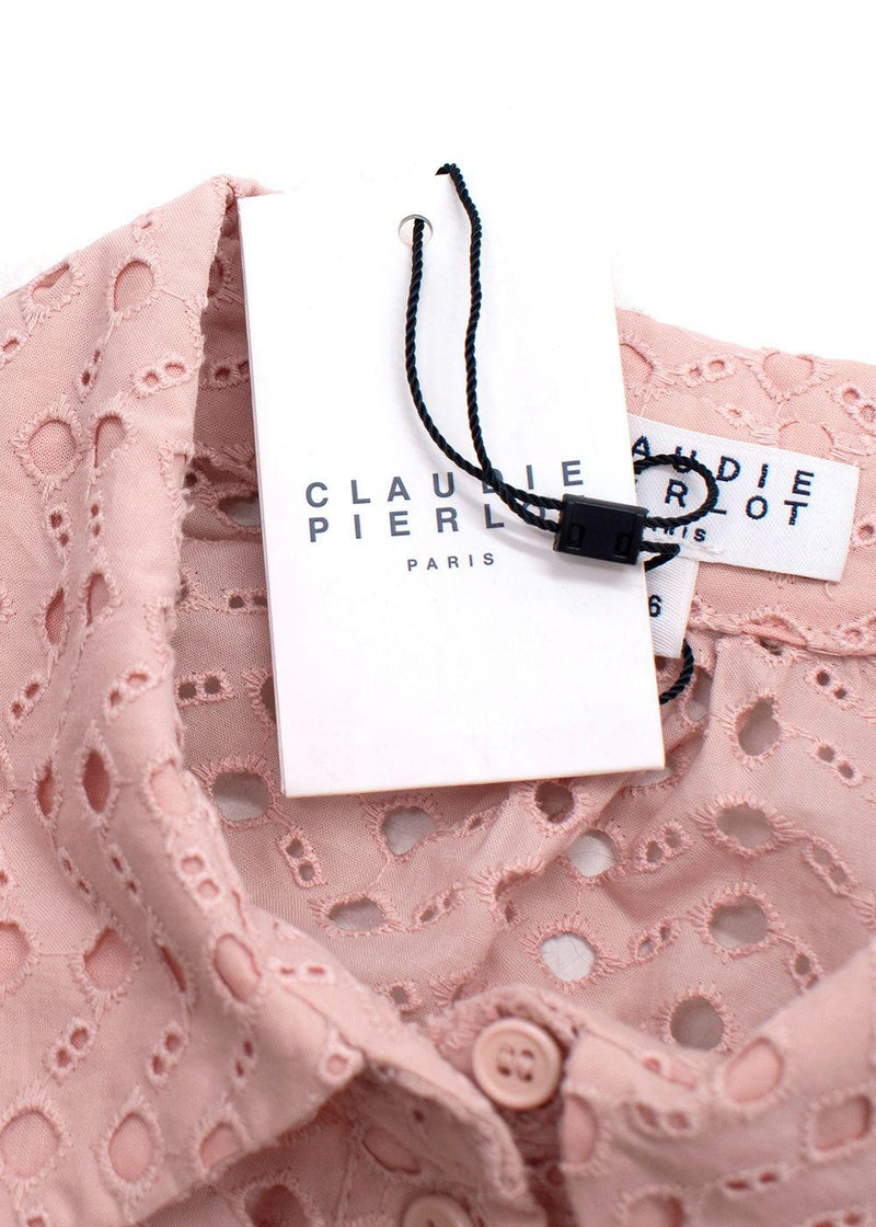 Claudie Pierlot Pink Broidere Anglaise Button Through Shirt