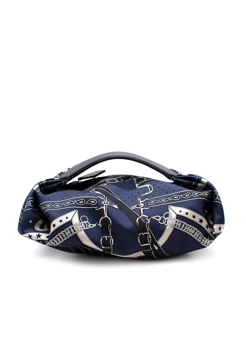 Hermes Navy Printed Silk Balusoie Bag