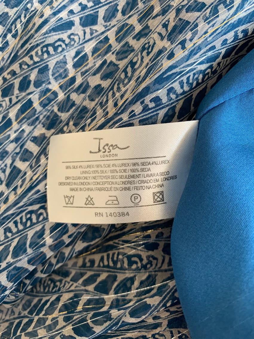 Issa Blue & White Printed Silk Gown