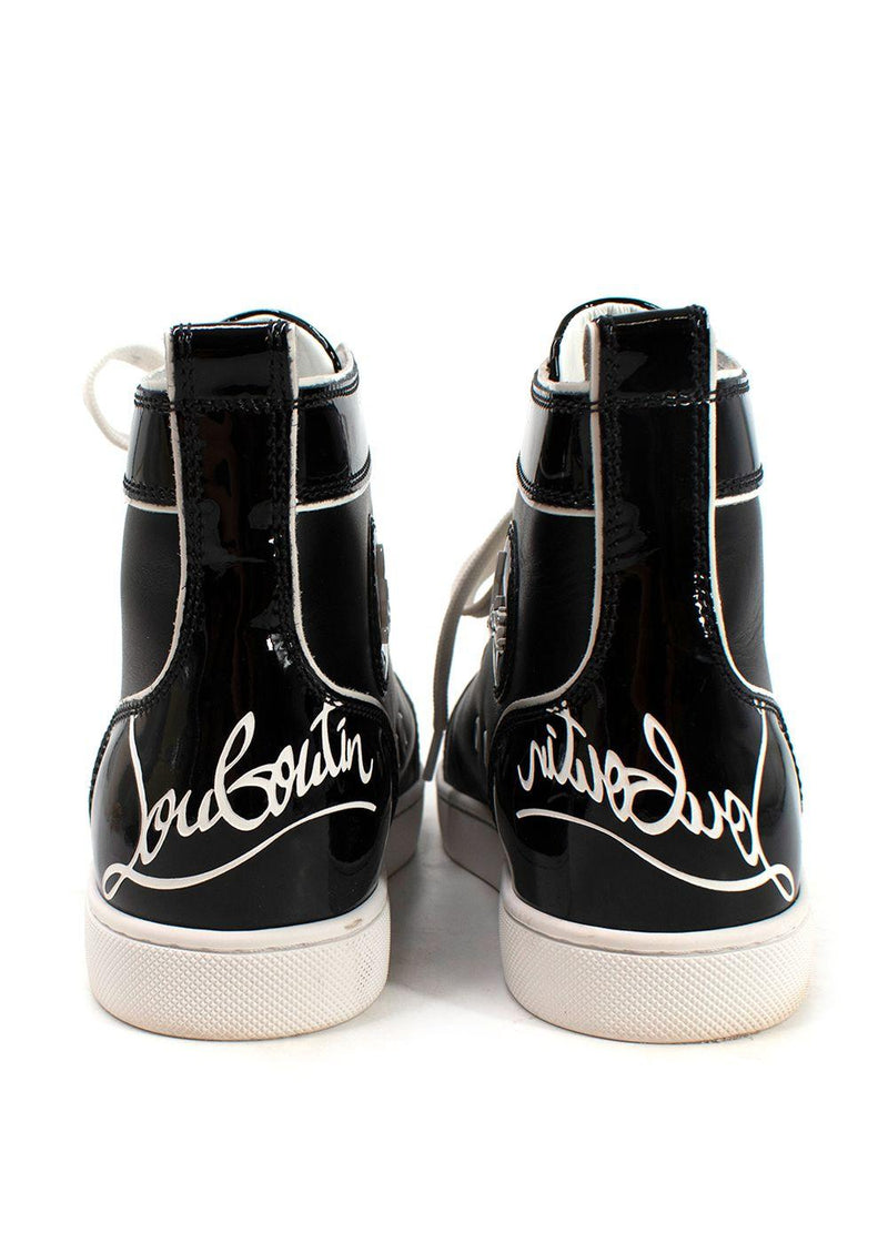 Christian Louboutin Black Patent Leather Fun Louis High top Sneakers