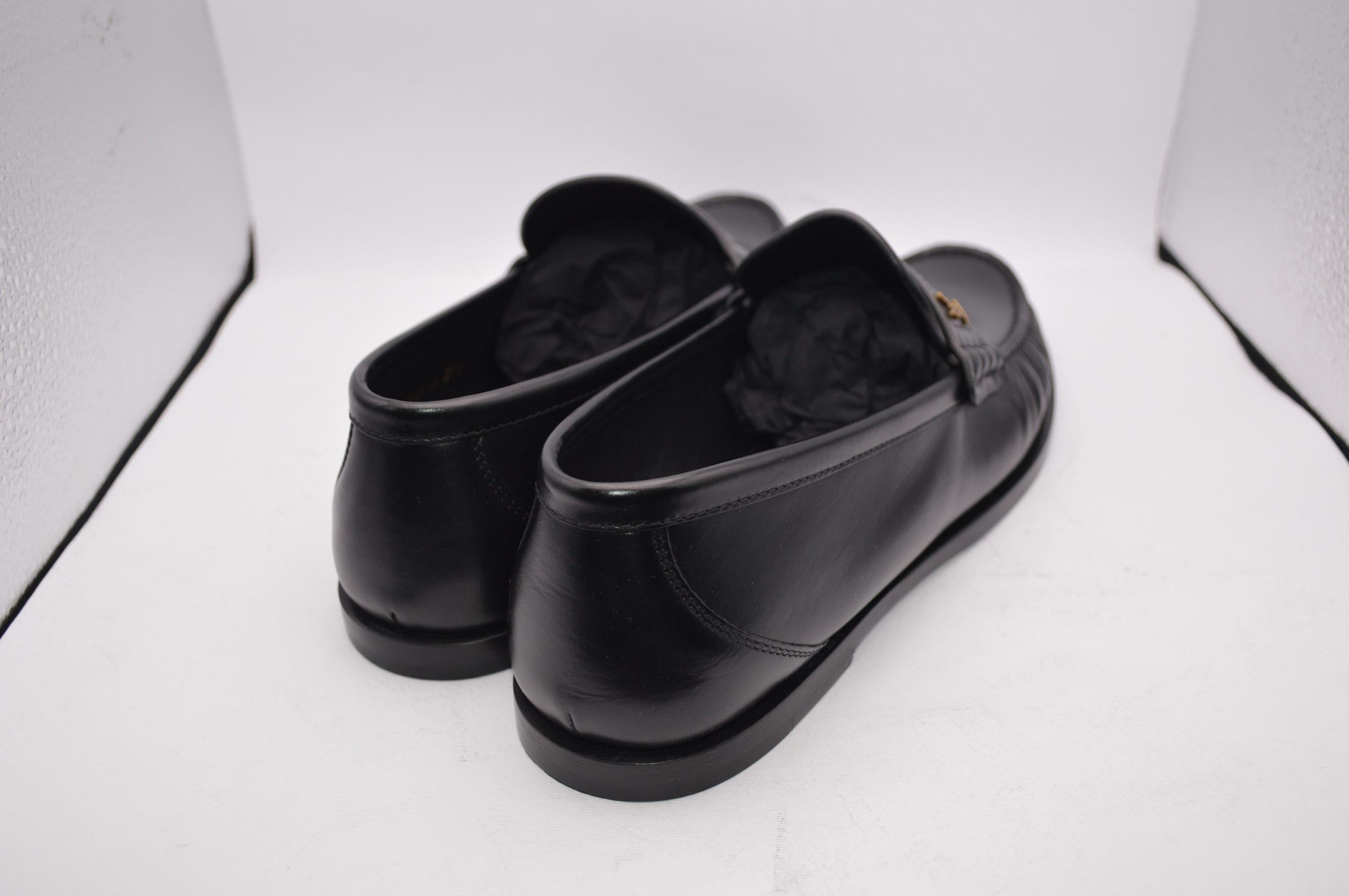 Saint Laurent Black Leather Moccasins