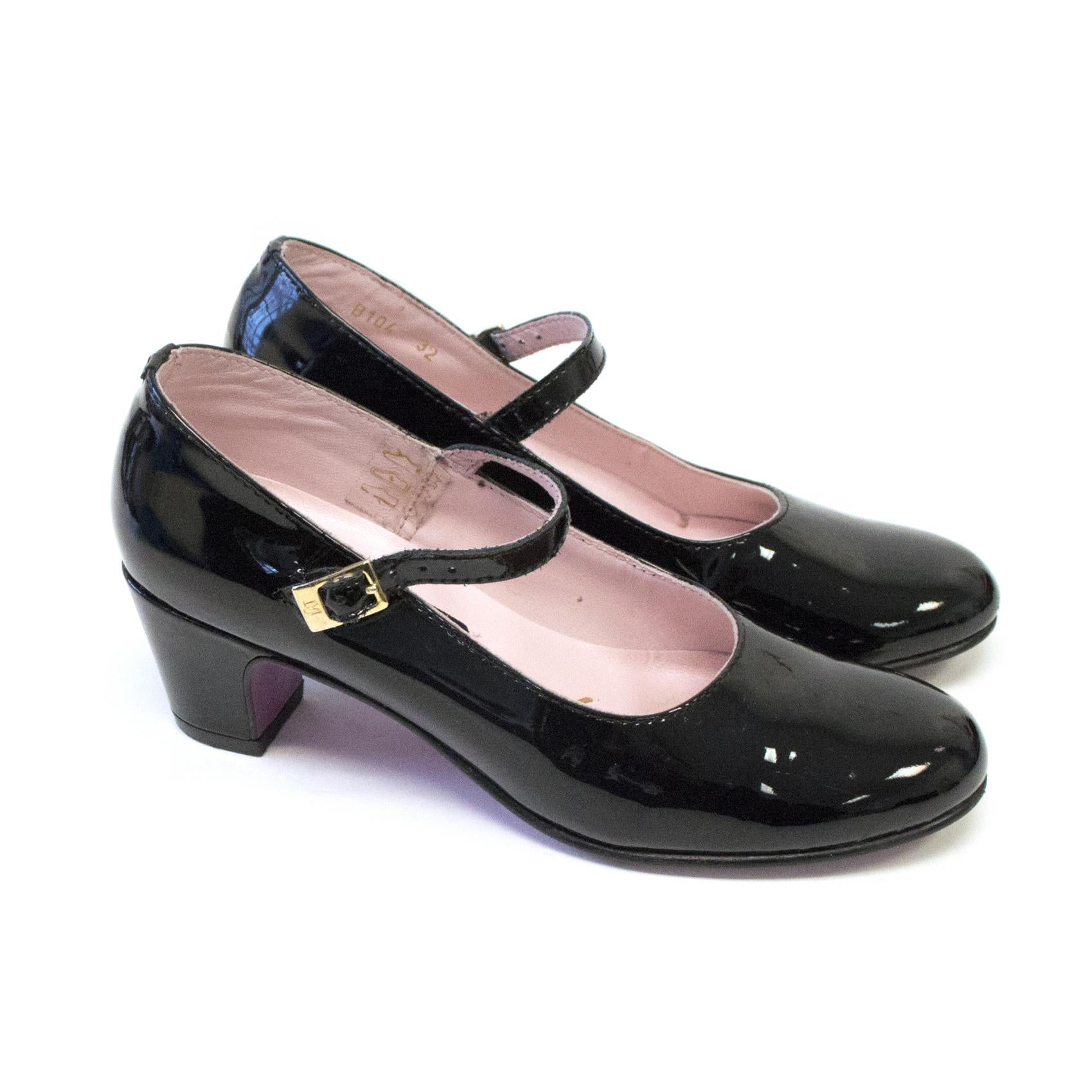 Marta Jonsson Girls Black Patent Court Shoe