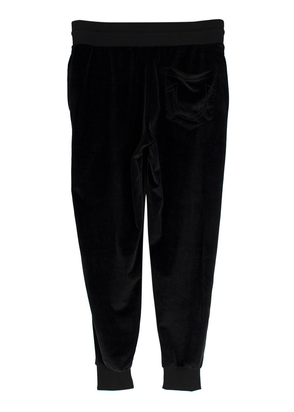 True Religion Black Velour Cuffed Joggers