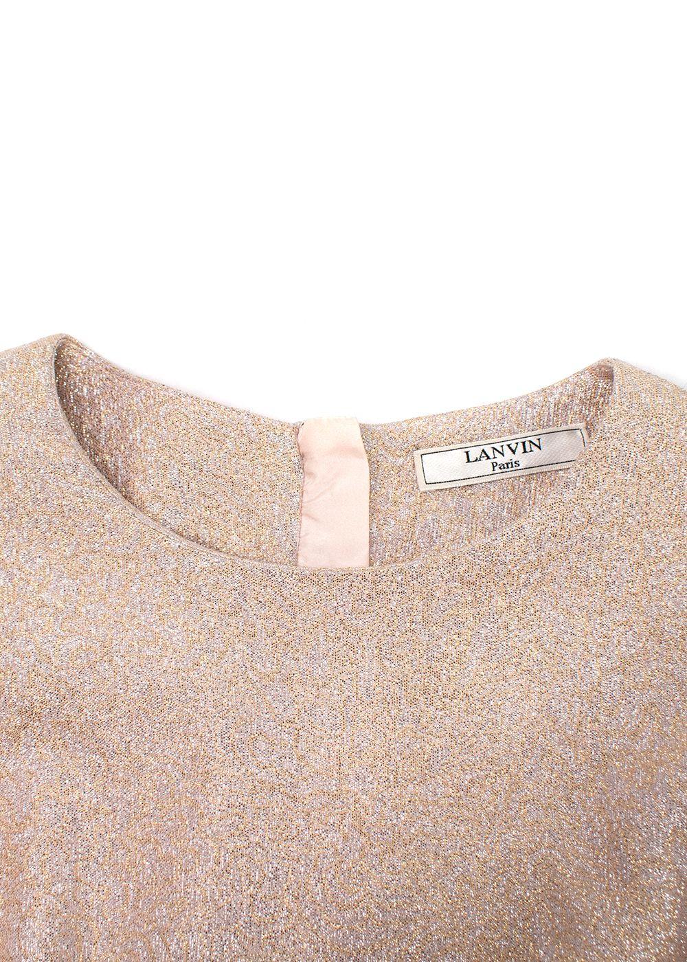 Lanvin Rose Gold Metallic Half Silk Blend Dress