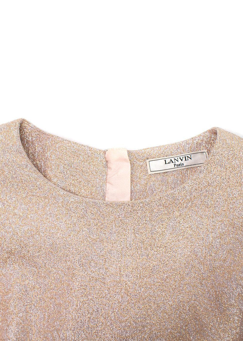 Lanvin Rose Gold Metallic Half Silk Blend Dress
