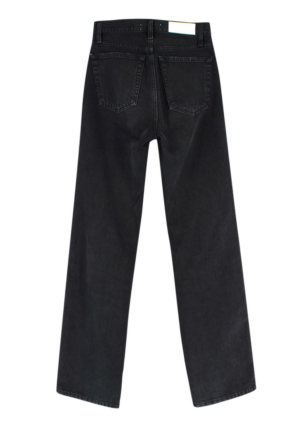 Black Distressed Straight Leg Jeans