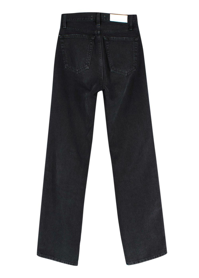 Black Distressed Straight Leg Jeans