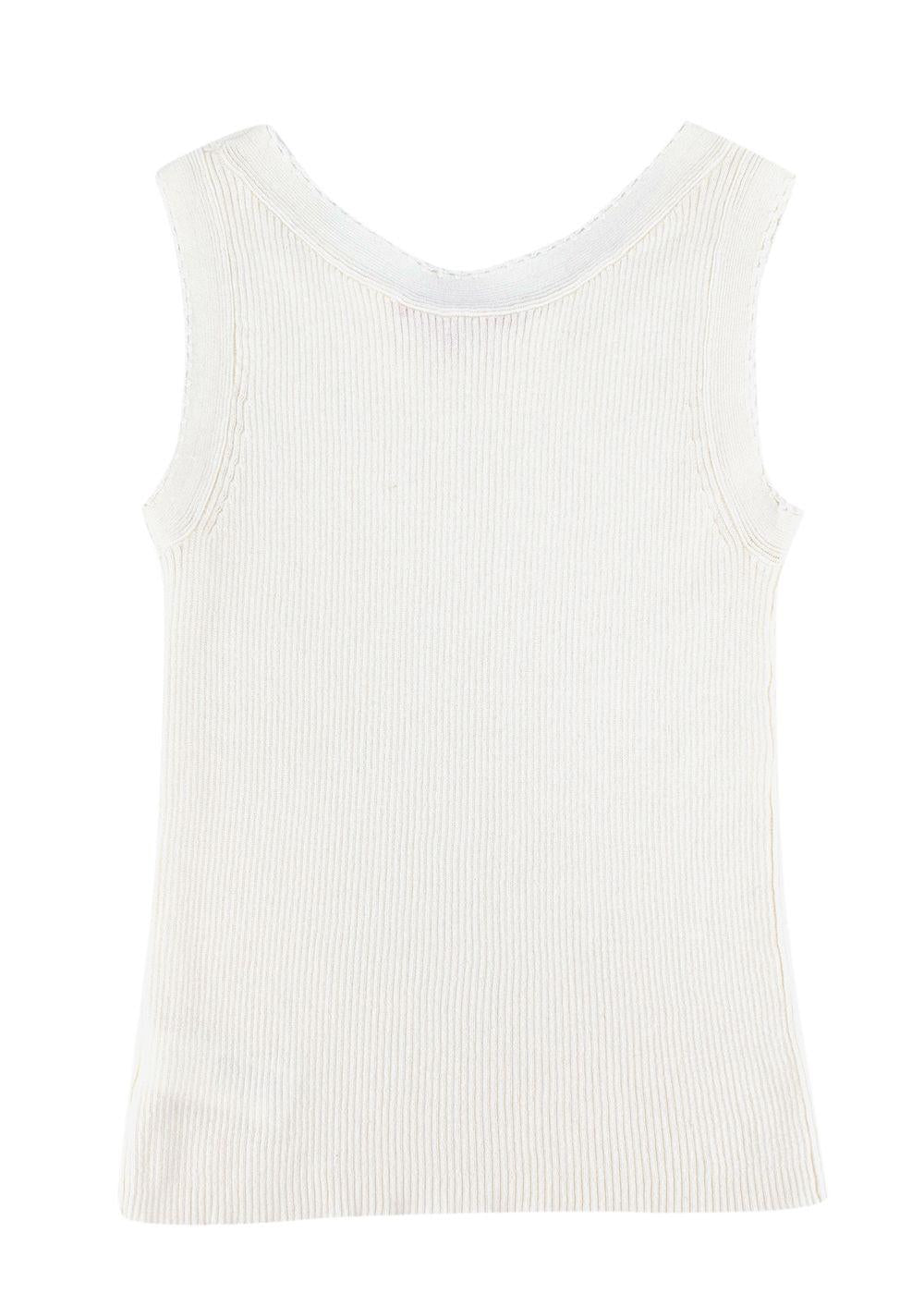 Kids 10Y Cream Ribbed Knit Vest