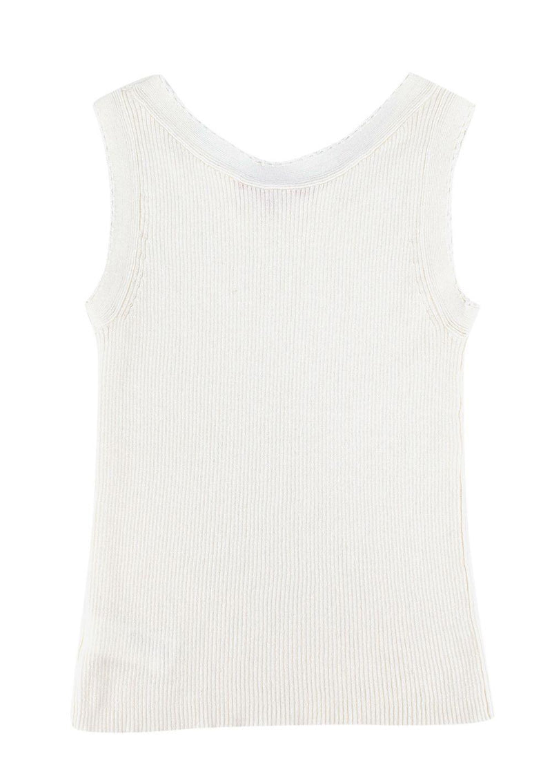 Kids 10Y Cream Ribbed Knit Vest