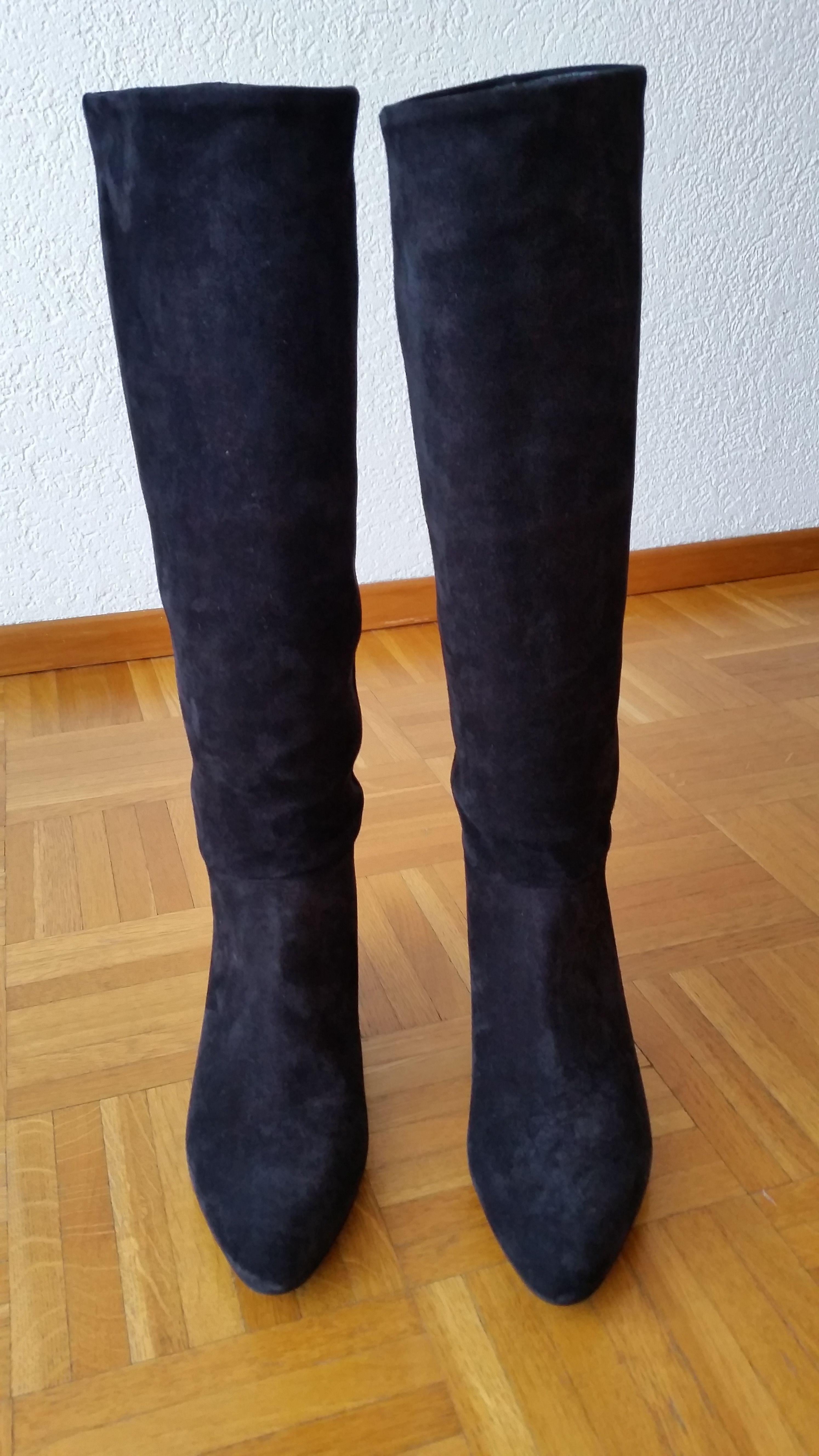 black suede long boots