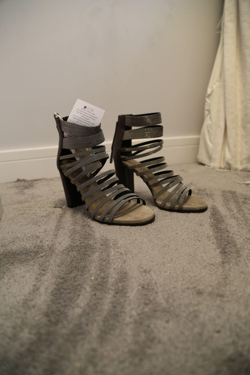 Monili Beaded Brown Leather Sandals