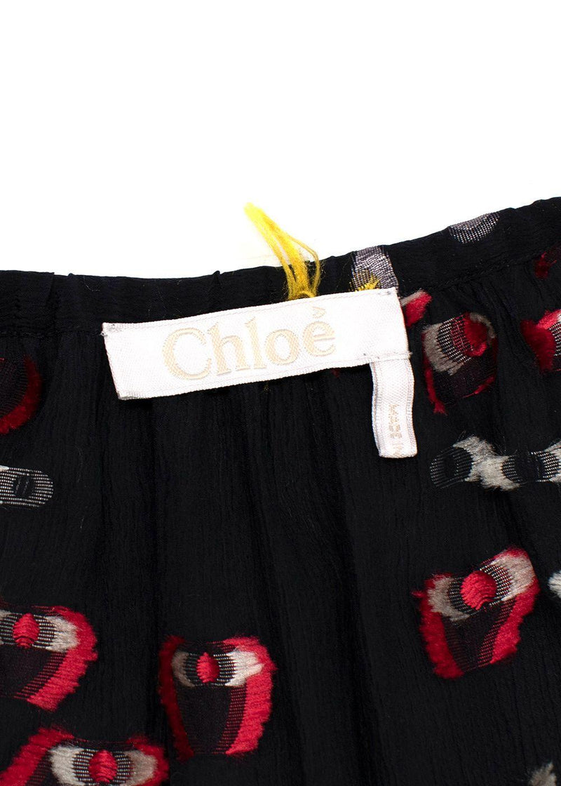 Chloe Black Bardot Embellished Silk Blouse