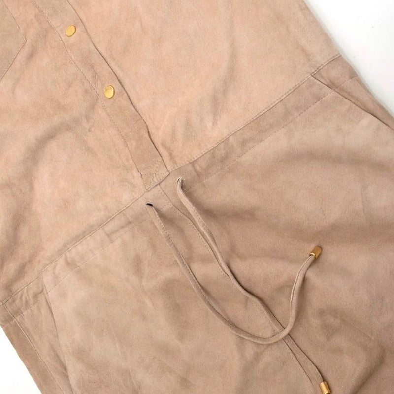 La Mania Beige Perea Long Sleeved Suede Dress
