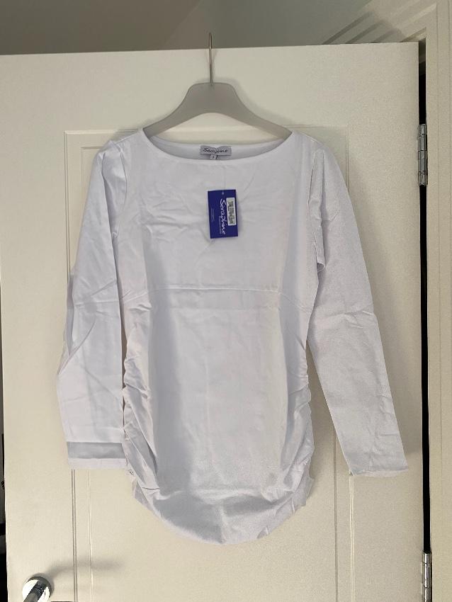 Seraphine maternity white ruched top