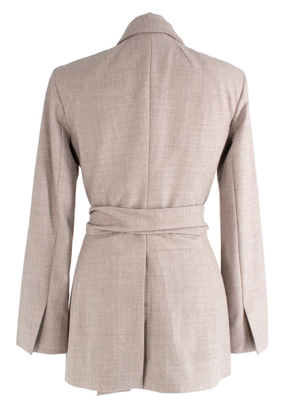 Beige Wool Tailored Jacket and Trousers Set