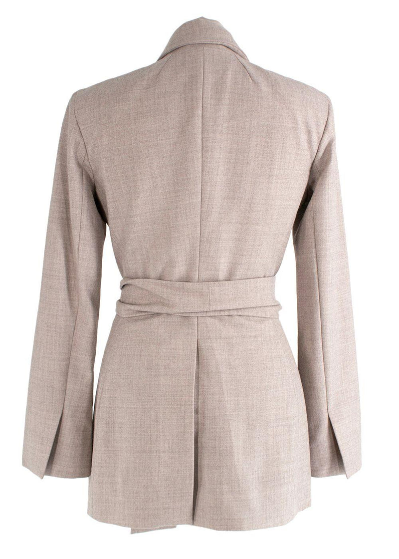 Beige Wool Tailored Jacket and Trousers Set