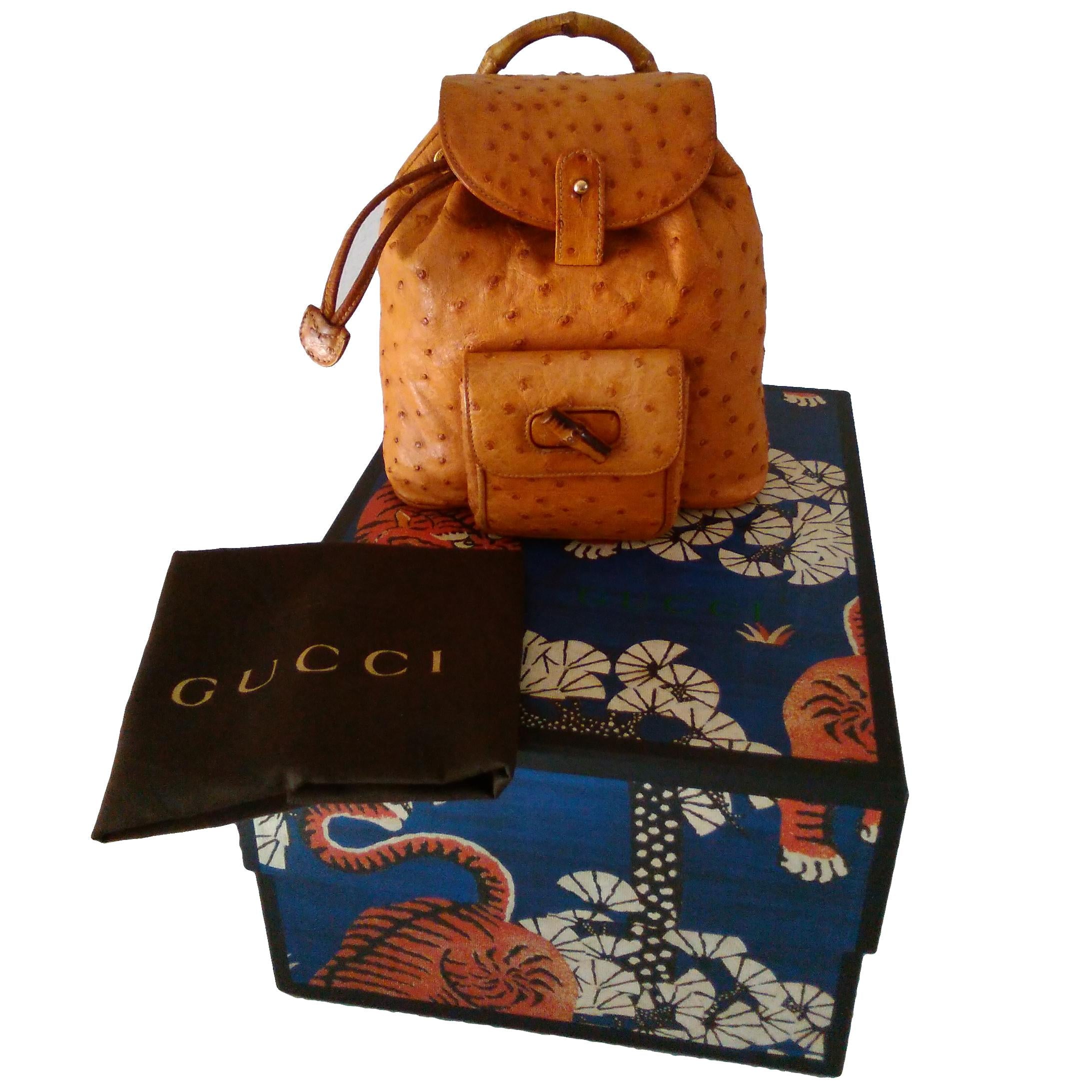 GUCCI  Bamboo mini ostrich backpack