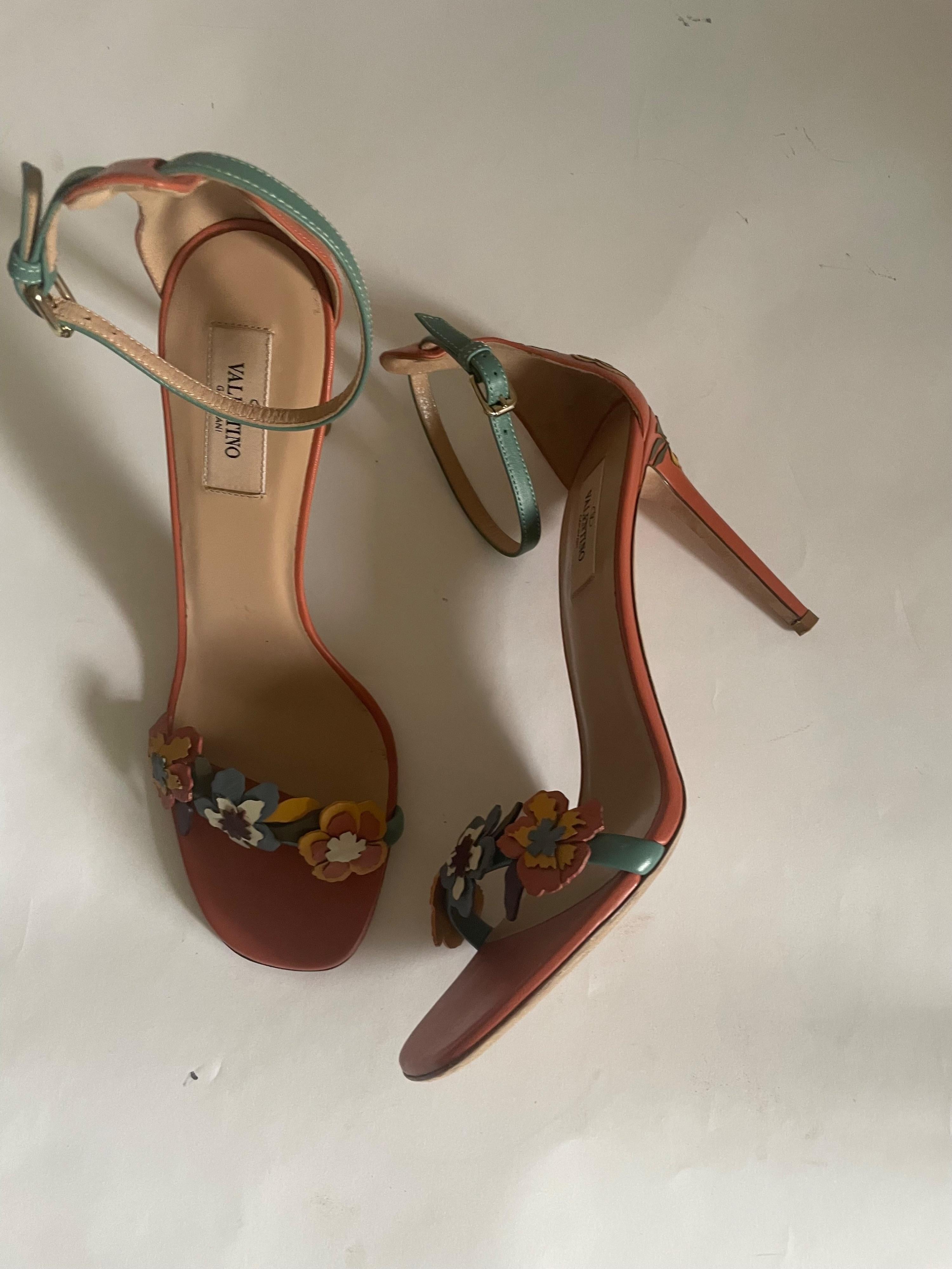 Floral Embellished Leather Sandals