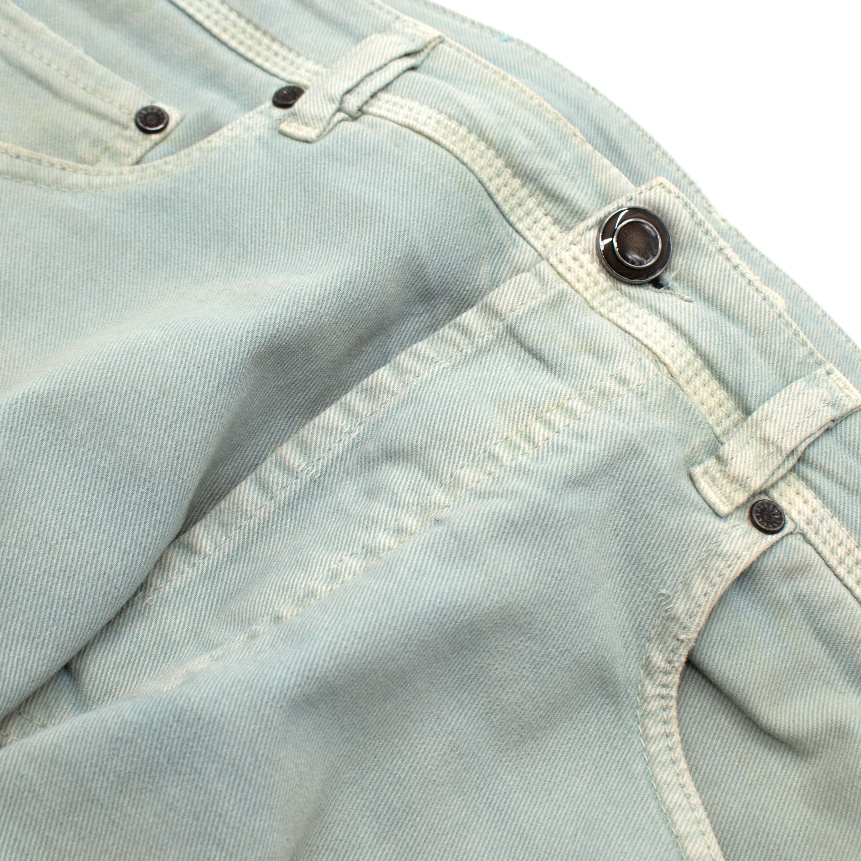 Etro Washed Blue Palm Tree Embroidered Jeans