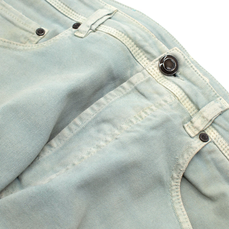 Etro Washed Blue Palm Tree Embroidered Jeans