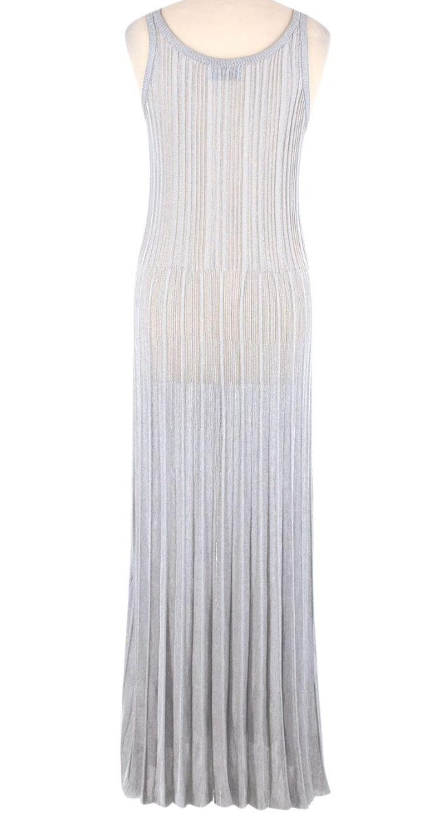 Prada Silver Lurex Plisse Gown